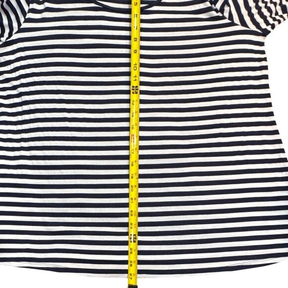 Per Seption Women Navy White Striped Top 2X Openwork‎ Sleeves Nautical Tee NEW - Picture 13 of 13